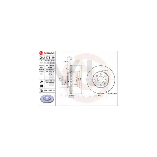 BREMBO COATED DISC LINE 09.C173.11 Brake Disc for KIA RIO Internally Vented, Coated, High-carbon, with bolts/screws | ML Performance Car Parts