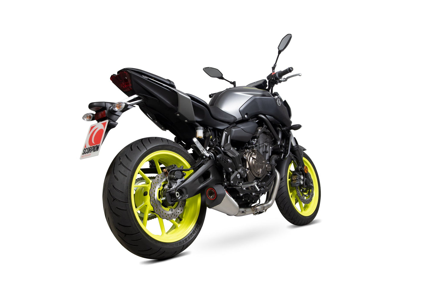 Scorpion RYA112SYSSEO Yamaha MT-07 Serket Taper De-Cat Race Full System - Brushed Stainless Steel Sleeve | Casma UK