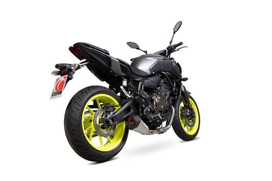 Scorpion RYA112SYSSEO Yamaha MT-07 Serket Taper De-Cat Race Full System - Brushed Stainless Steel Sleeve | Casma UK