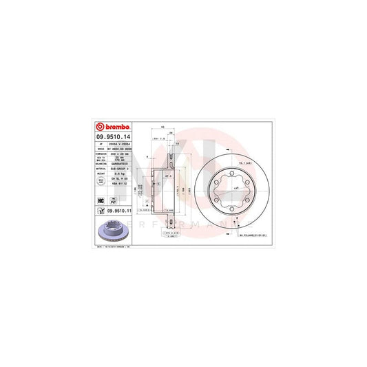 BREMBO 09.9510.14 Brake Disc Internally Vented, High-carbon | ML Performance Car Parts