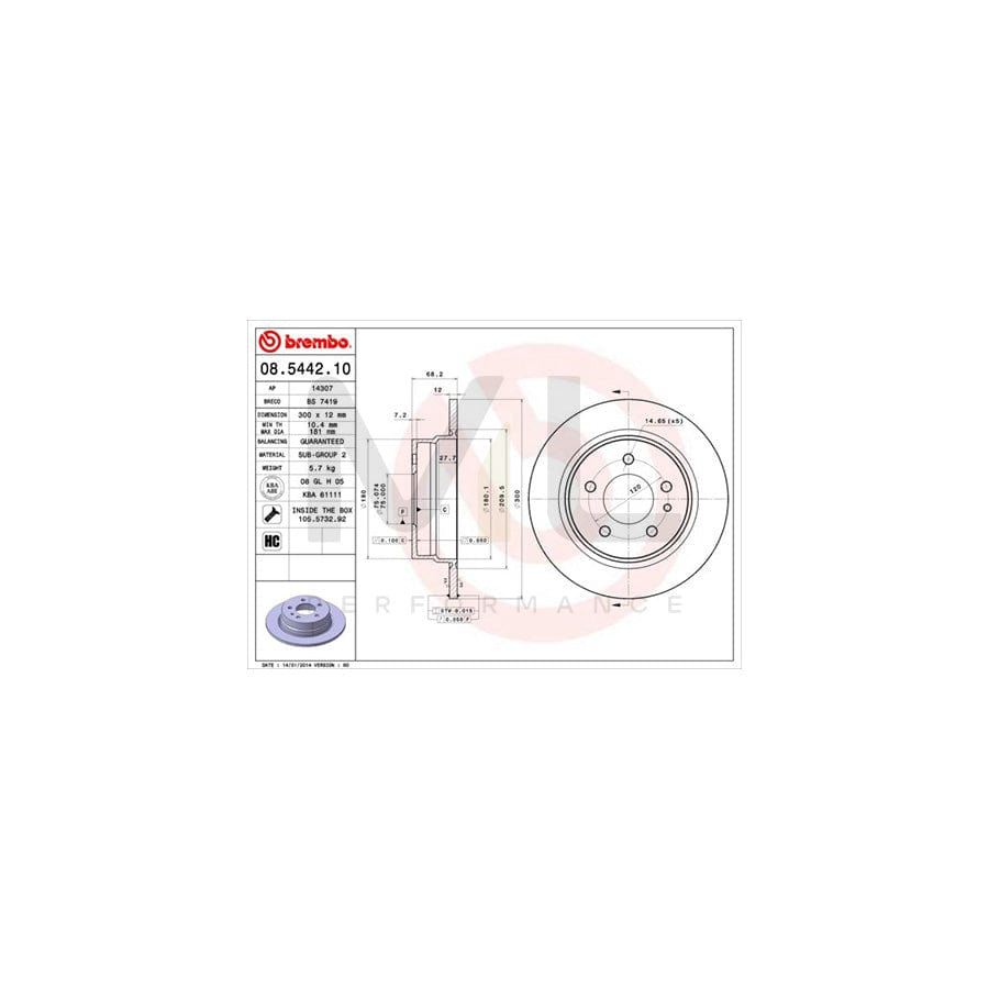 BREMBO 08.5442.10 Brake Disc for BMW 7 (E32) Solid, High-carbon, with bolts/screws | ML Performance Car Parts