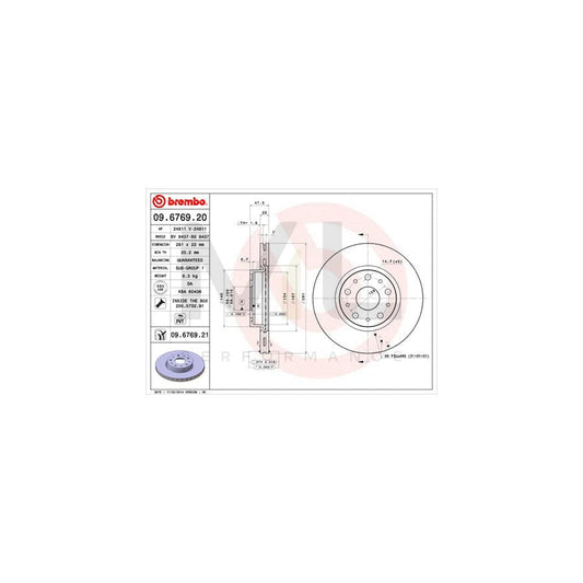 BREMBO 09.6769.20 Brake Disc for LANCIA Thesis (841) Internally Vented, with bolts/screws | ML Performance Car Parts