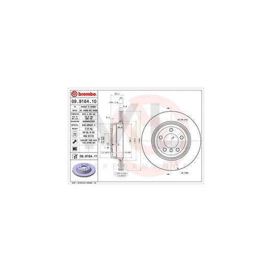 BREMBO COATED DISC LINE 09.9164.11 Brake Disc for BMW 7 (E65, E66, E67) Internally Vented, Coated, High-carbon, with bolts/screws | ML Performance Car Parts