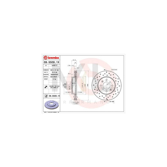 BREMBO XTRA LINE 09.5509.1X Brake Disc Perforated / Vented, Coated, with bolts/screws | ML Performance Car Parts
