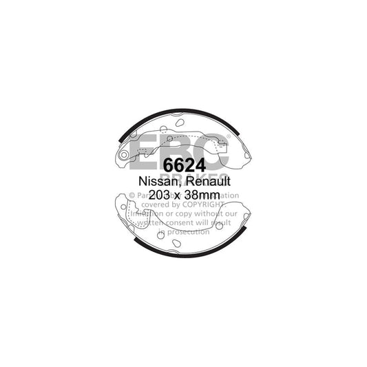 EBC 6624 Nissan Renault Rear Brake Shoes - Girling/TRW Caliper 1 | Casma Car Parts