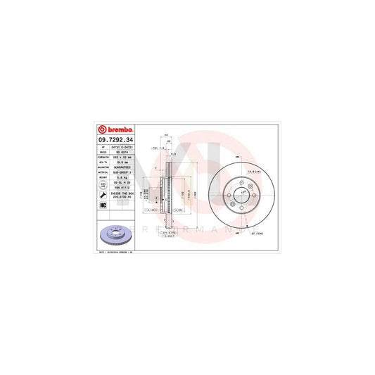 BREMBO 09.7292.34 Brake Disc Internally Vented, with bolts/screws | ML Performance Car Parts