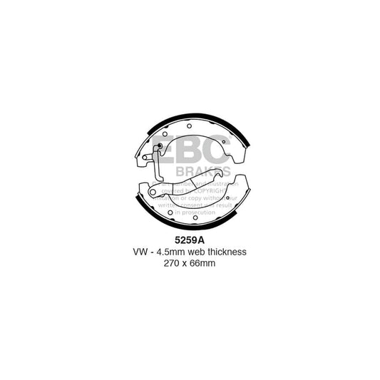 EBC 5259A VW Rear Brake Shoes (Inc. Caravelle & LT) 1 | Casma Car Parts