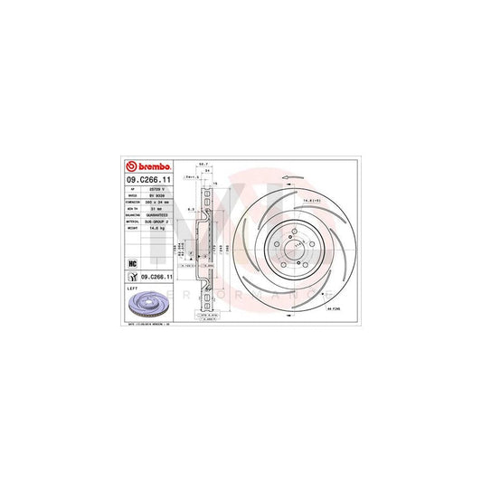 BREMBO 09.C266.11 Brake Disc Internally Vented, Slotted, Coated, High-carbon | ML Performance Car Parts