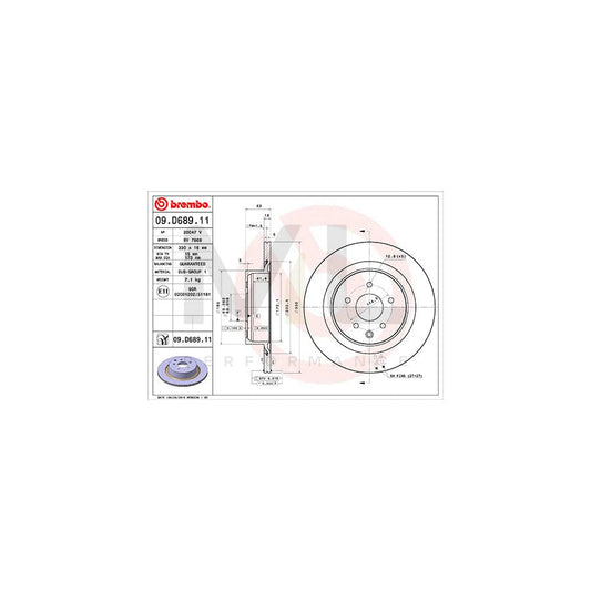 BREMBO 09.D689.11 Brake Disc for INFINITI EX Hatchback (J50) Internally Vented, Coated | ML Performance Car Parts