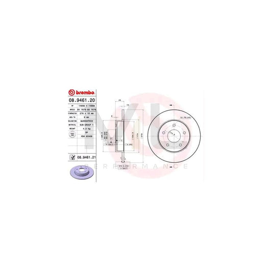 BREMBO COATED DISC LINE 08.9461.21 Brake Disc Solid, Coated | ML Performance Car Parts
