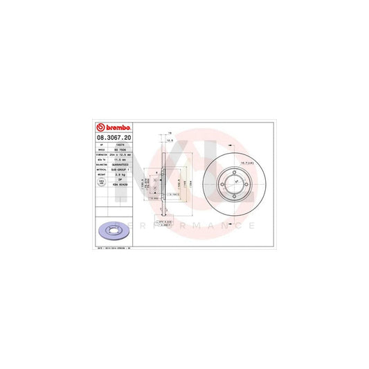 BREMBO 08.3067.20 Brake Disc for TOYOTA CELICA Solid | ML Performance Car Parts