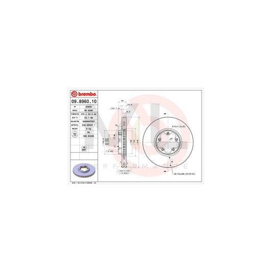 BREMBO 09.8960.10 Brake Disc for FORD TRANSIT Internally Vented | ML Performance Car Parts