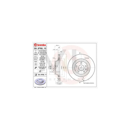 BREMBO COATED DISC LINE 09.9768.11 Brake Disc for AUDI TT Internally Vented, Coated, with bolts/screws | ML Performance Car Parts