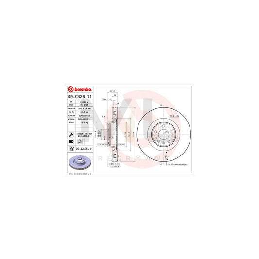 BREMBO COATED DISC LINE 09.C426.11 Brake Disc for AUDI A6 Internally Vented, Coated, High-carbon, with bolts/screws | ML Performance Car Parts