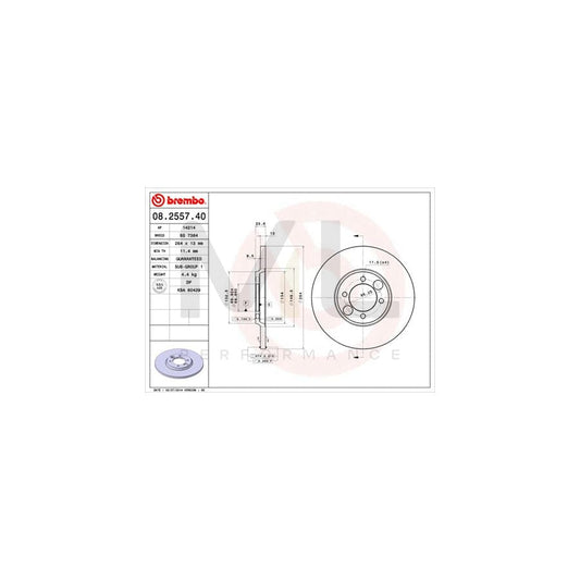 BREMBO 08.2557.40 Brake Disc Solid | ML Performance Car Parts
