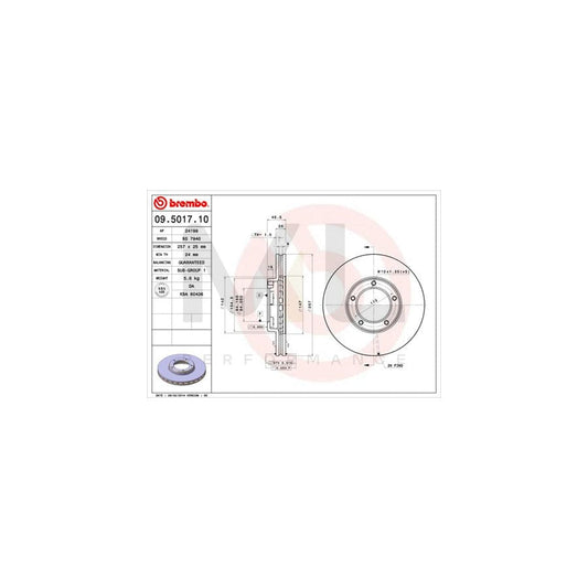 BREMBO 09.5017.10 Brake Disc Internally Vented | ML Performance Car Parts