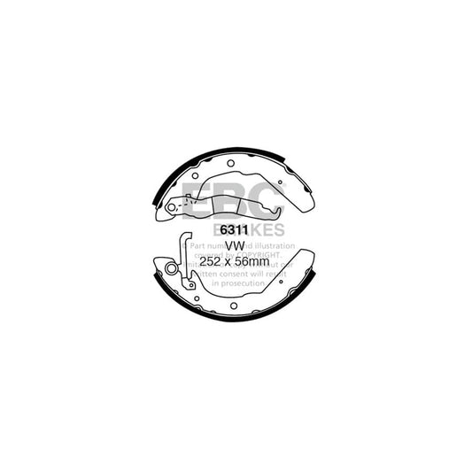 EBC 6311 VW Rear Brake Shoes (Inc. Caravelle & Transporter) 1 | Casma Car Parts