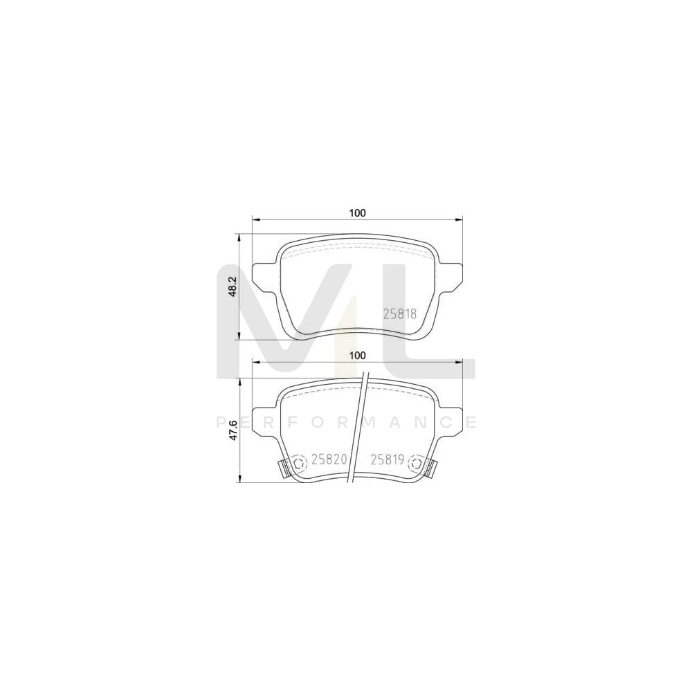 Brembo P 23 190 Brake Pad Set For Fiat Tipo With Acoustic Wear Warning, With Brake Caliper Screws | ML Performance Car Parts
