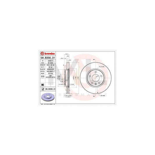 BREMBO 09.B356.31 Brake Disc Internally Vented, Coated, High-carbon | ML Performance Car Parts