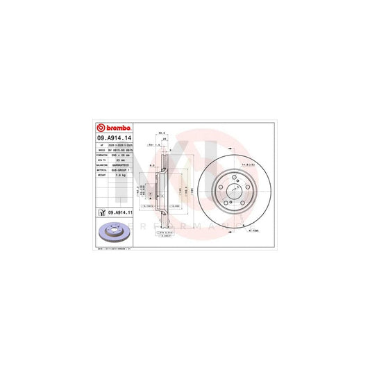 BREMBO 09.A914.14 Brake Disc Internally Vented | ML Performance Car Parts