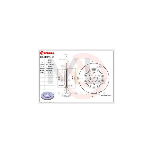 BREMBO 09.B628.10 Brake Disc Internally Vented | ML Performance Car Parts