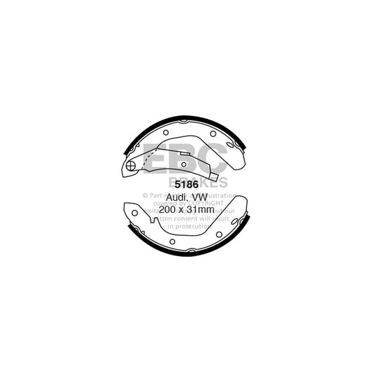EBC 5186 Audi VW Rear Brake Shoes (Inc. 80 & Passat B1) 1 | Casma Car Parts