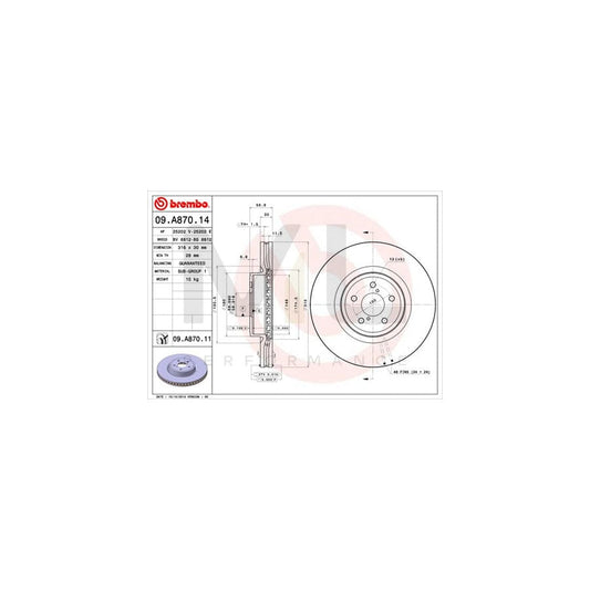 BREMBO 09.A870.14 Brake Disc Internally Vented | ML Performance Car Parts