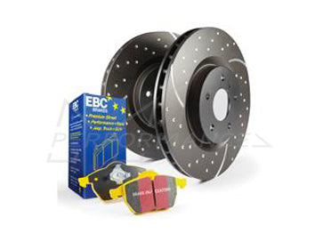 EBC Audi Seat Skoda Volkswagen Yellowstuff 4000 Series Front Sport Brake Pads & Slotted And Dimpled Sport Discs Kit - ATE Caliper (Inc. 8V A3, 1P Leon, 1Z Octavia & MK6 Golf) | Casma