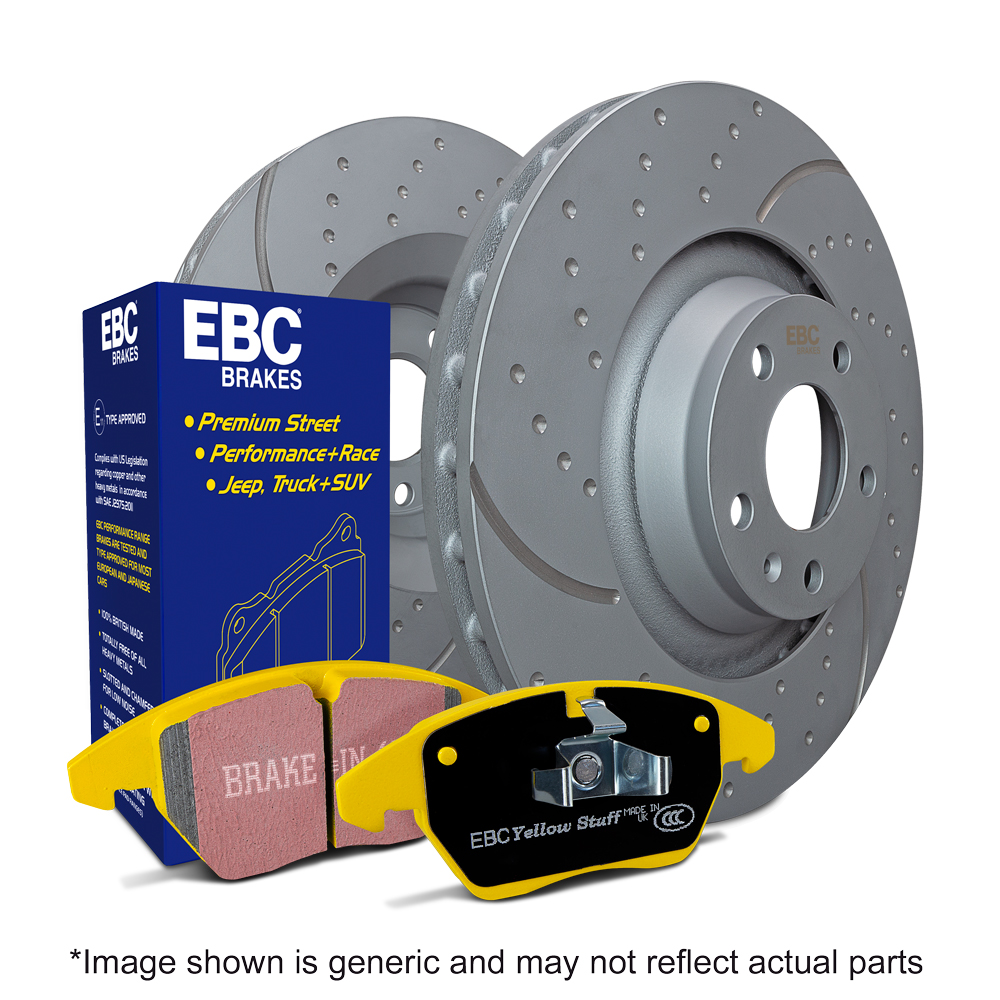 EBC PD13KF082 Audi Porsche VW Yellowstuff Front Brake Pad & GD Disc Kit - Brembo Caliper (Inc. Q7, Cayenne, Touareg)