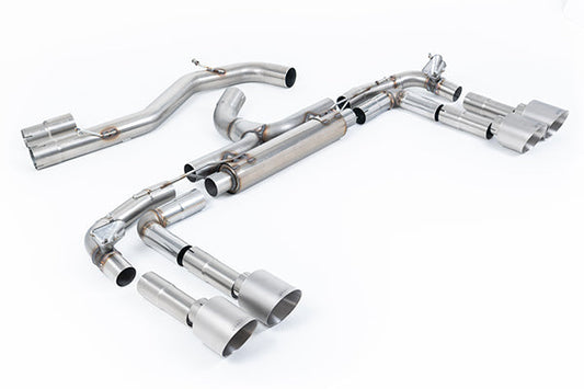 Milltek SSXAU1021 Audi Race System - 80mm Non-Resonated Cat-Back With GT-115 Brushed Titanium Tips (Loudest) (Inc. S3)