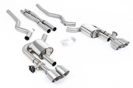 Milltek SSXFD418 Ford Active Valved Cat-Back With X Pipe And GT-115 / 4.5' Brushed Titanium Tips (Inc. Mustang)