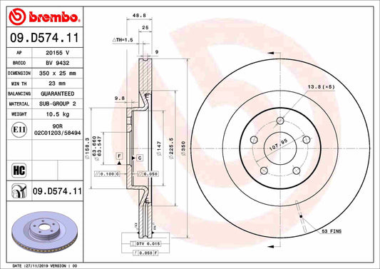 BREMBO 09.D574.11 Brake Disc